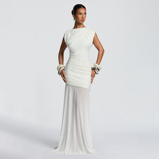 Damen Elegantes Abendkleid mit figurformenden Rüschen R&B