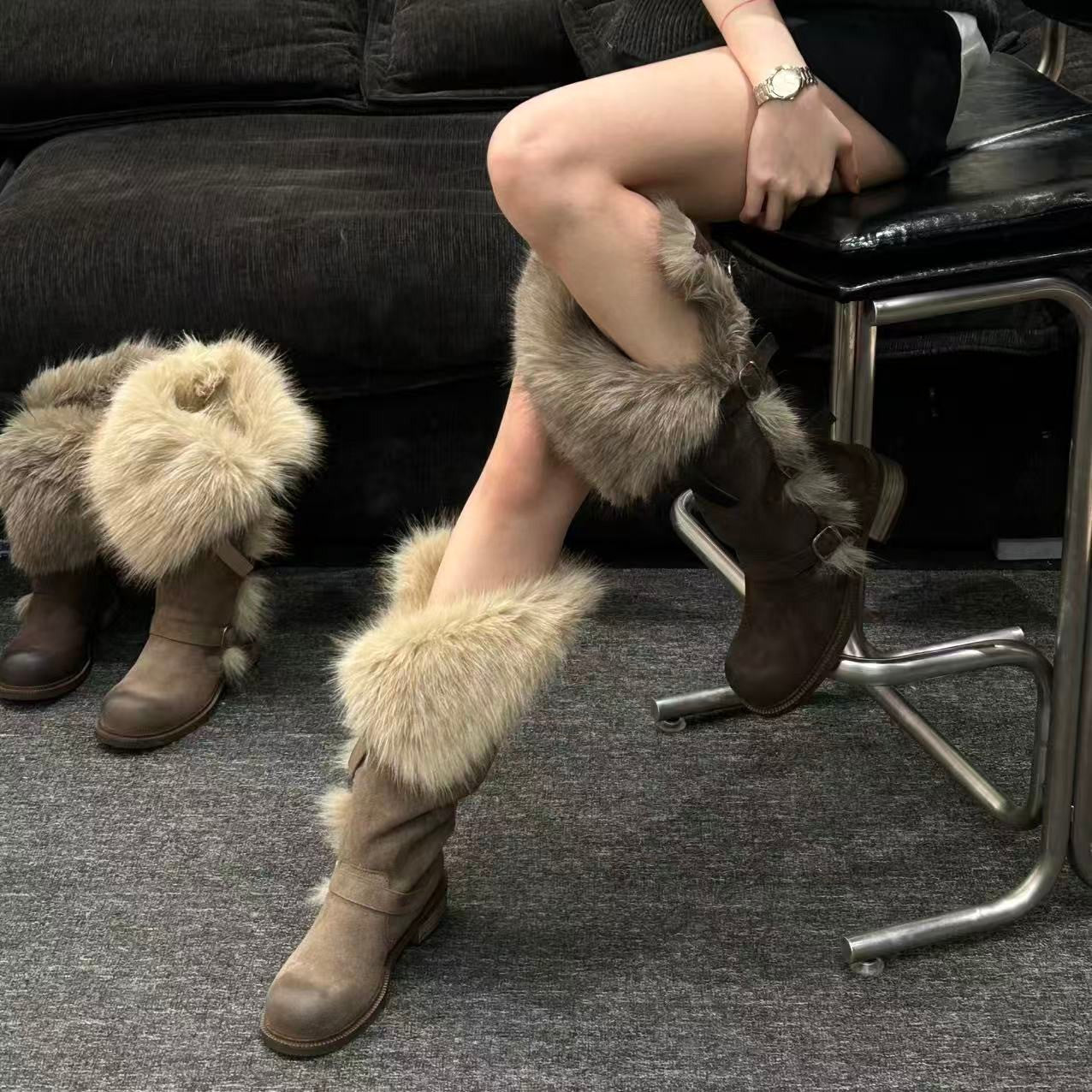 Damen Kuschelige Winterstiefel mit luxuriösem Fellkragen R&B