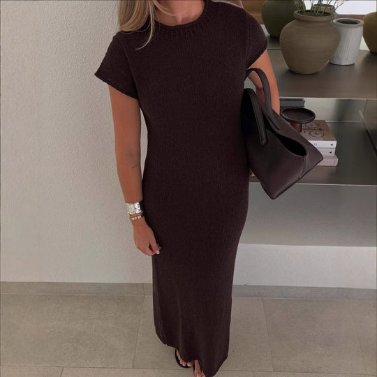 Damen Maxikleid mit strukturiertem Strickmuster und leichtem Gewicht R&B
