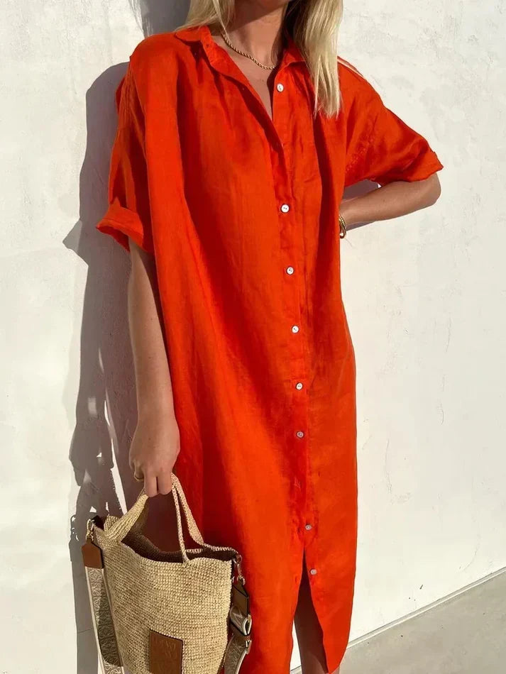 R&B | Lässiges Blusenkleid Mit Knopfleiste