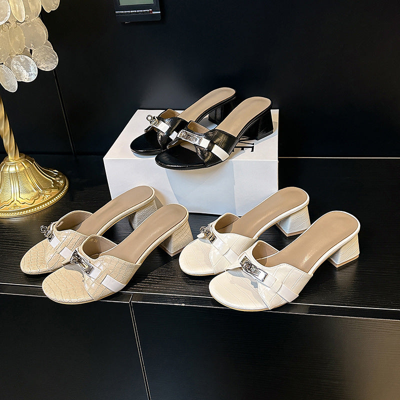 Damen Elegante Sandalen mit strukturiertem Obermaterial und modischem Blockabsatz R&B