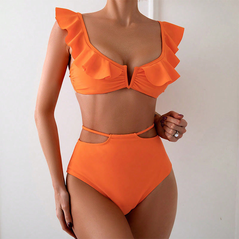Damen Bikiniset mit schicken Rüschendetails und hohem Taillenbereich R&B