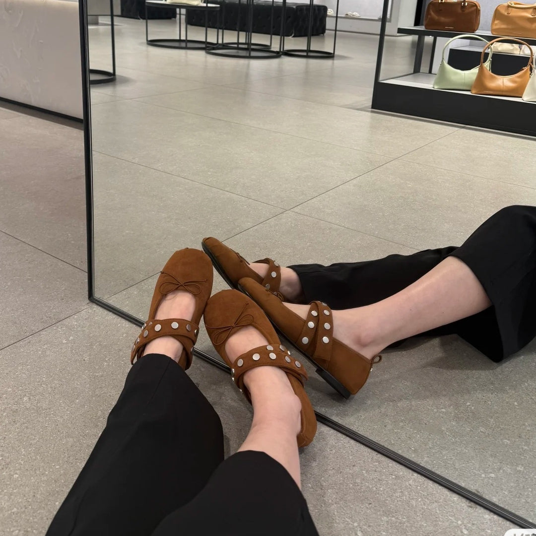Damen Mokassins mit dekorativen Punkte und komfortablem Riemendesign R&B