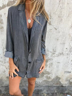 R&B | Reversanzugkragen Denim Mid Length Jacke