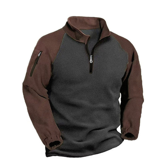 Herren funktionale Fleecejacke mit Stehkragen und Reißverschluss R&B