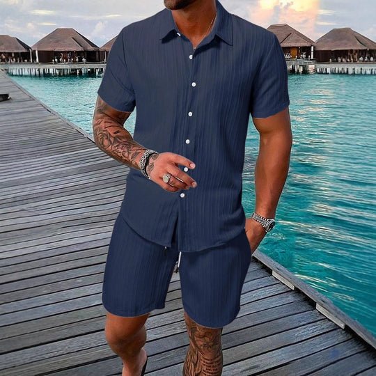Herren Kurzarm-Shirt mit strukturiertem Design R&B