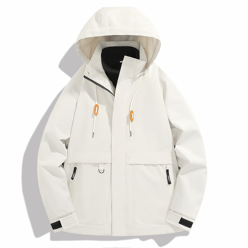 Herren wetterfeste Outdoor-Jacke mit verstellbarer Kapuze und praktischen Taschen R&B
