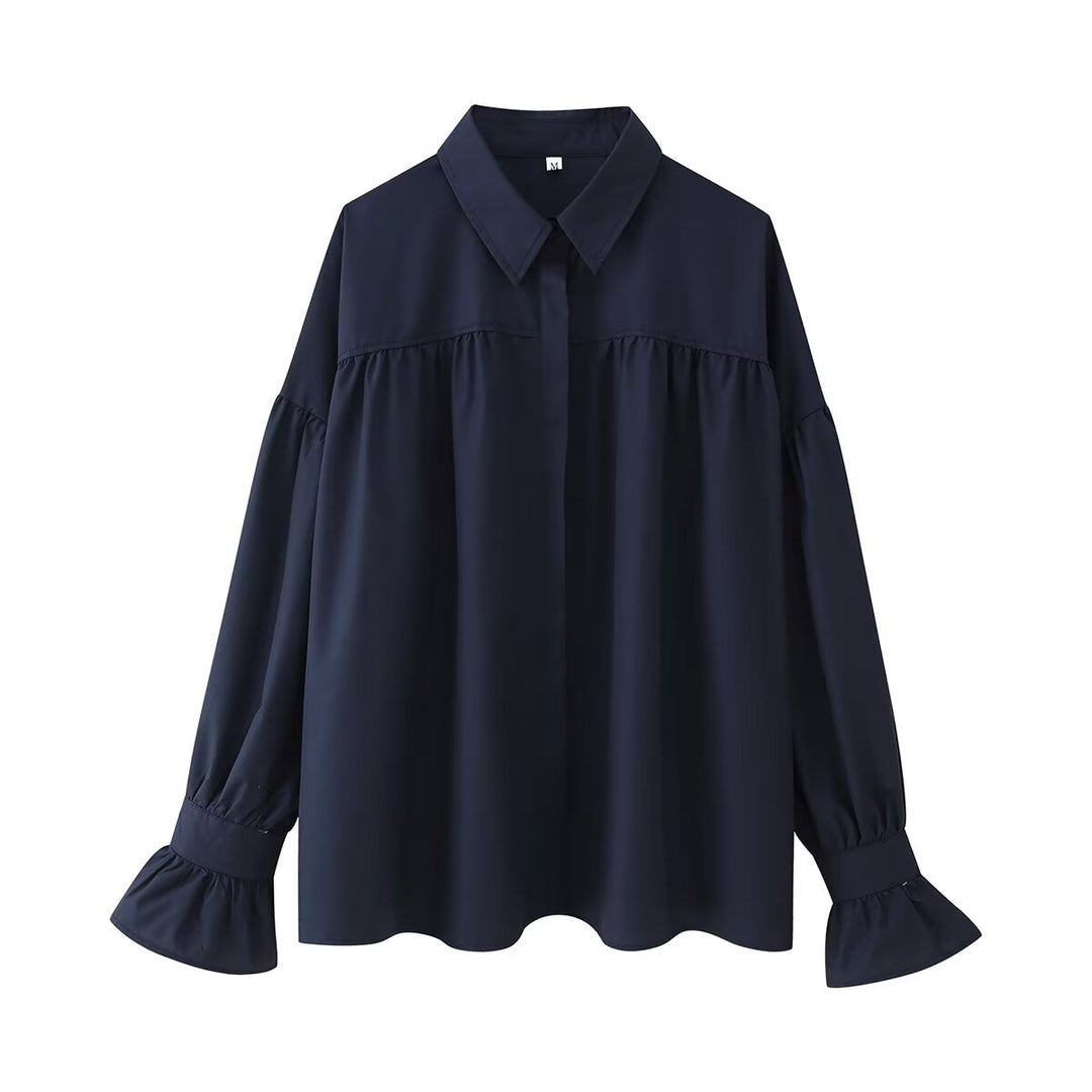 Damen Oversized Bluse mit Rüschendesign R&B