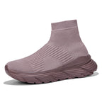 Damen nan nahtloser Strick-Freizeitsneaker mit sockenkragen und stoßdämpfender Profilsohle R&B