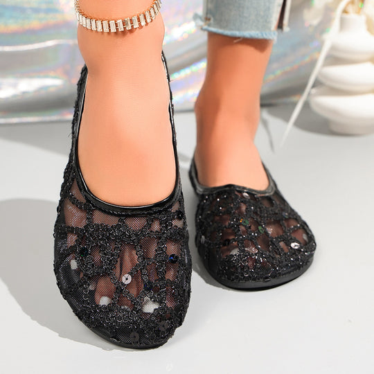 Damen Dekorative Ballerinas mit funkelndem Strass R&B