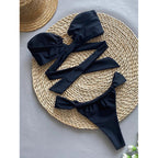 Damen Bandeau-Bikini-Set mit edlem Ringdetail R&B