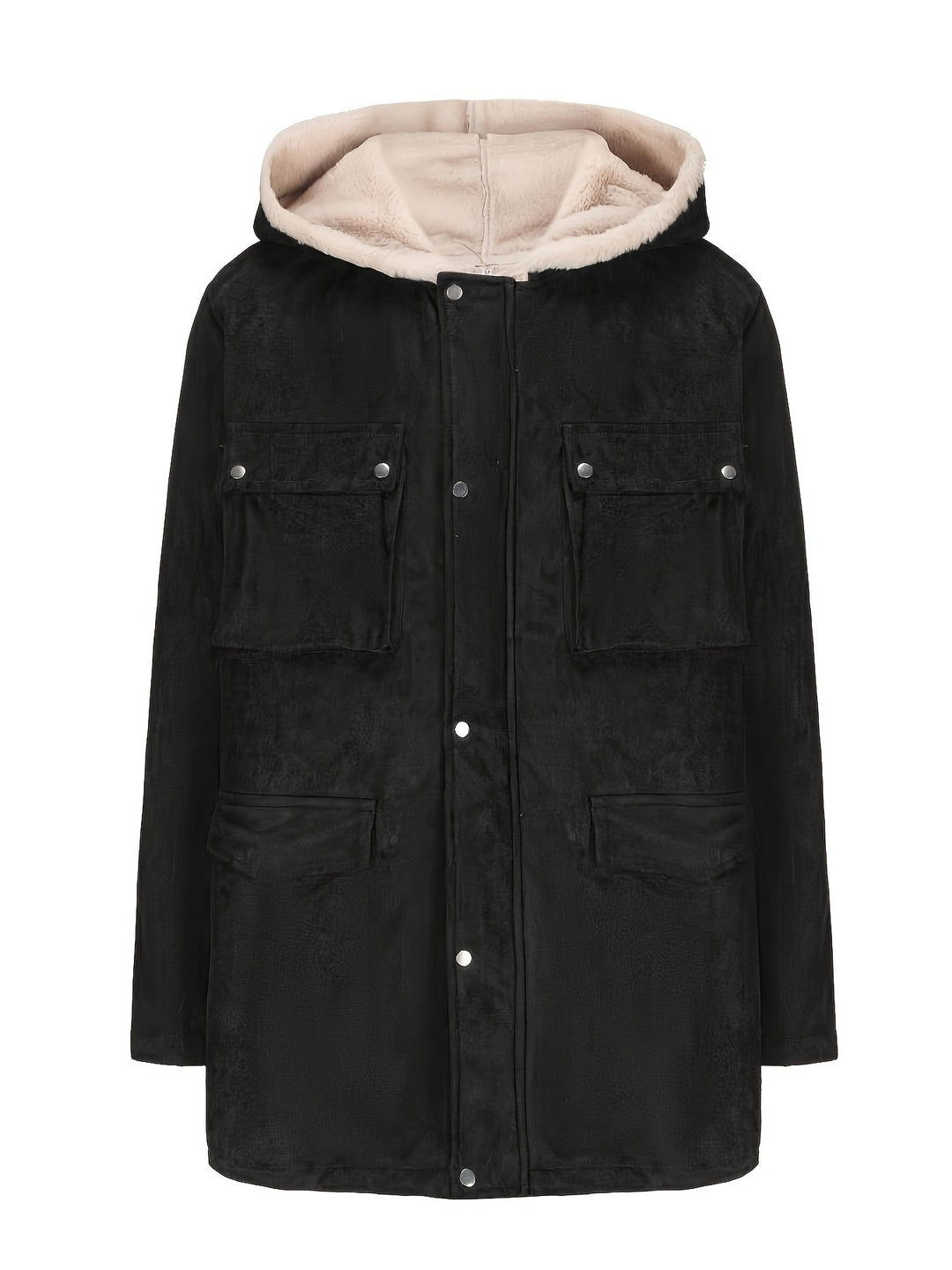 Damen elegante und warme Fleecejacke mit Kapuze R&B