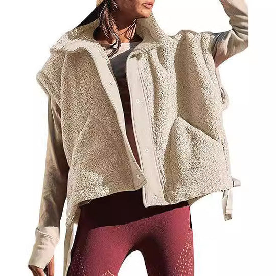 Damen kuschelige Weste aus Fleece mit praktischen Taschen und innovativem Design R&B
