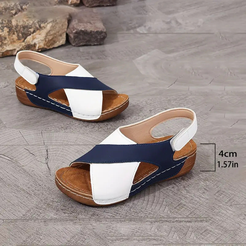 Damen Wedgesandalen mit modischem Kreuzriemen-Design und anatomischer Fußbettung R&B