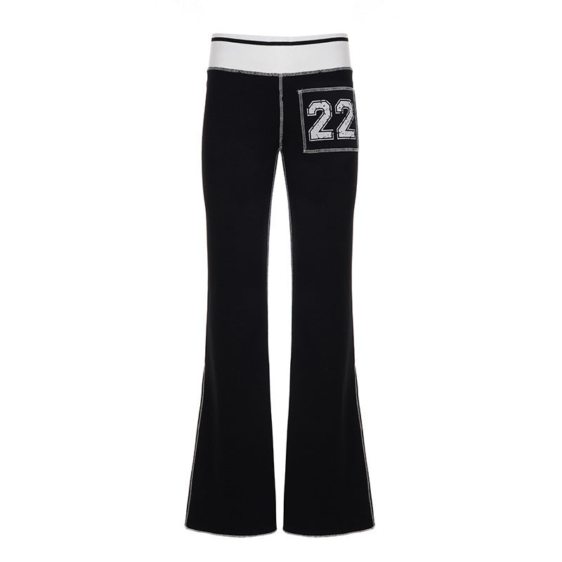 Damen Modische Bootcut-Hose mit elastischem Bund und sportlichen Applikationen R&B