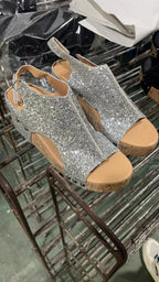 Damen Funkelnde Sandaletten mit modischem Kork-Design R&B