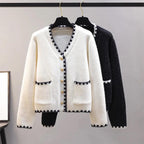Damen Strickcardigan mit kontrastierenden Knöpfen und Taschen