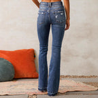 Damen Flared Jeans im Vintage-Stil mit hohen Taillen R&B