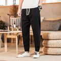 Herren nan leichte Baumwoll-Leinen Jogginghose mit Kordelzug elastischen Bündchen und Seitentaschen R&B