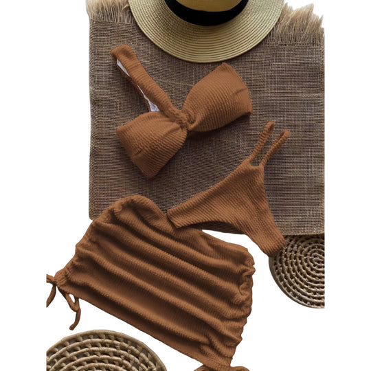 Damen Bandeau-Bikini-Set mit Raffungen R&B
