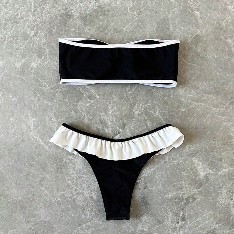 Damen Bandeau-Bikini mit Rüschendetails und elastischem Komfortbund R&B