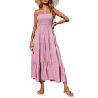 Damen Maxikleid mit verstellbaren Trägern und Rüschen R&B