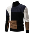 Herren modischer Rollkragenpullover mit modernem Zopfmuster und Farbblockdesign R&B