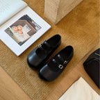 Damen Komfortable Ballerinas mit doppeltem Riemen und strapazierfähiger Sohle