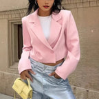 Damen Cropped Blazerjacke mit oversized Ärmeln und Detailknöpfen R&B