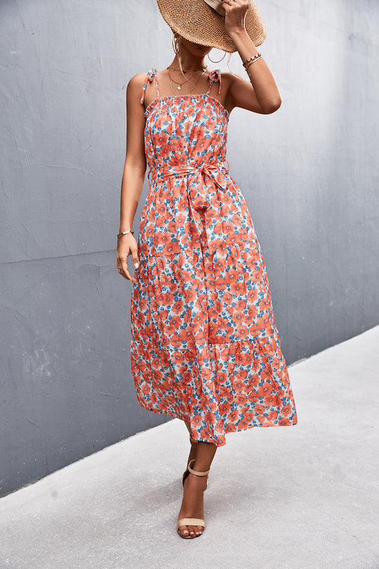 Damen Midikleid mit zartem Floral-Print und Rüschendetails R&B
