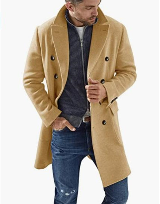Herren eleganter Doppelknebel-Mantel mit modernem Schnitt R&B