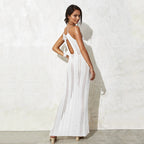 Damen elegantes, transparentes Maxikleid mit zarten Häkelverzierungen R&B