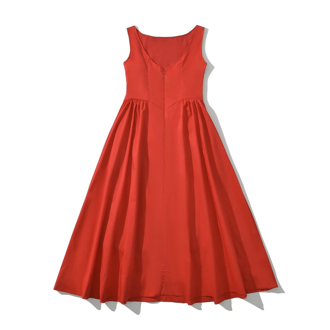 Damen Maxikleid mit elegantem, fließendem Schnitt und Rundhalsausschnitt R&B