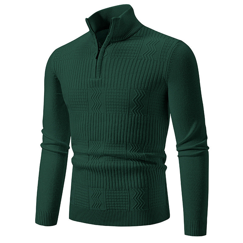 Herren hochwertiger Strickpullover mit modernem Zipper und strukturiertem Muster R&B