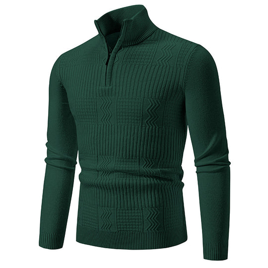 Herren hochwertiger Strickpullover mit modernem Zipper und strukturiertem Muster R&B