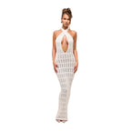 Damen trendiges Netzkleid mit Bindegürtel R&B