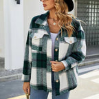 Damen Karierte Flanelljacke mit Knopfleiste und Taschen R&B