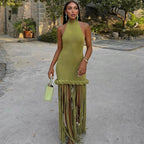 Damen Kurzes Kleid mit fransiger Detail R&B