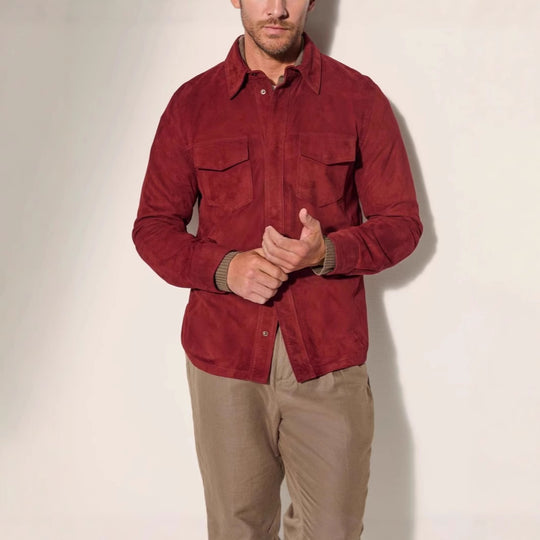 Herren Suede Jacke mit zwei aufgesetzten Taschen und modernem Schnitt R&B