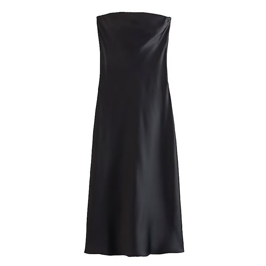 Damen langes Abendkleid im eleganten Satin-Look mit trägerlosem Design R&B