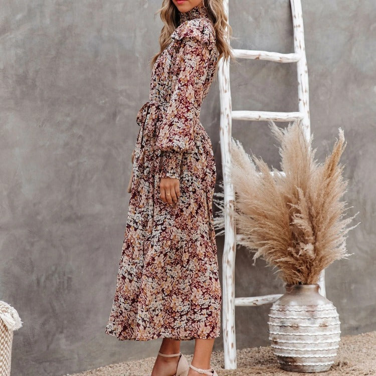 Damen Maxikleid mit Rüschen und eleganten floralem Muster R&B