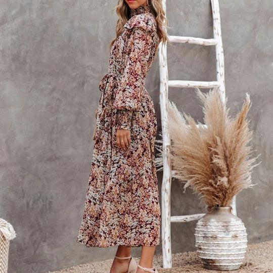 Damen Maxikleid mit Rüschen und eleganten floralem Muster R&B