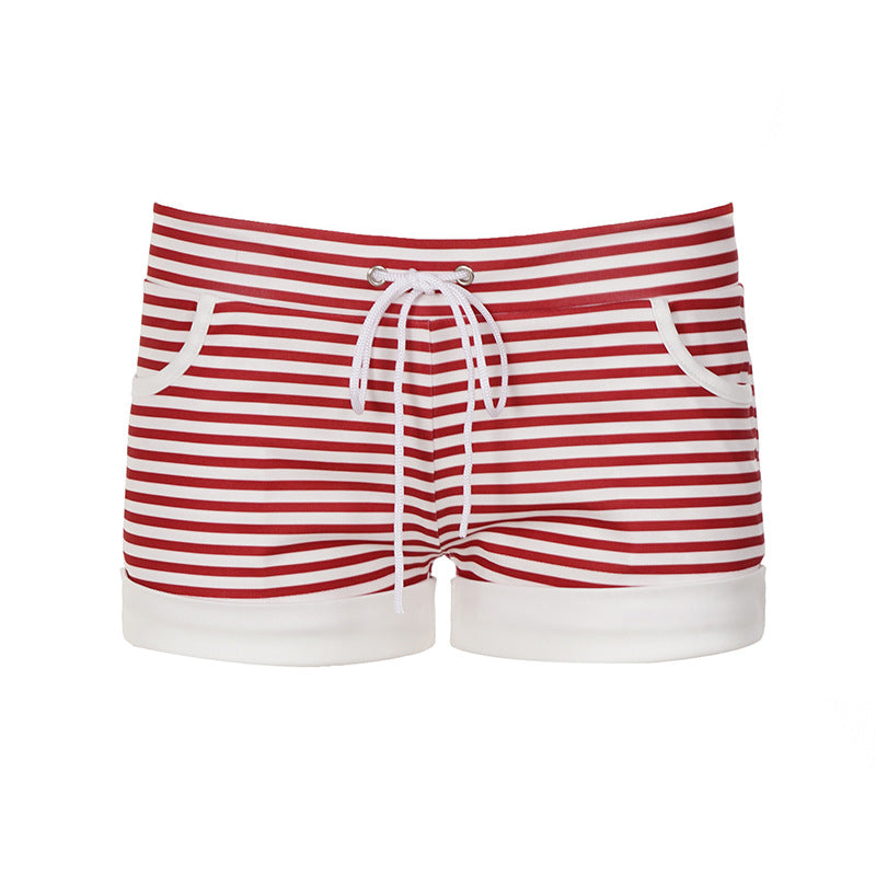Damen Strandshorts mit modernem Streifenmuster und elastischem Bund R&B