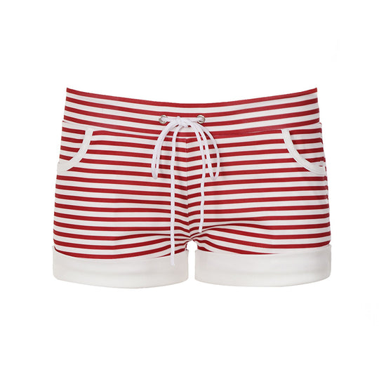 Damen Strandshorts mit modernem Streifenmuster und elastischem Bund R&B