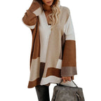 Damen lässige Strickjacke mit modischem Streifenmuster R&B