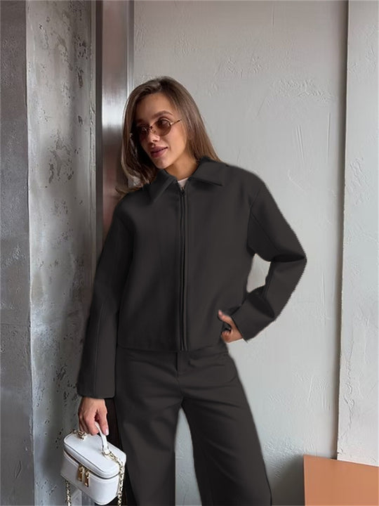 Damen elegante Zip-Jacke im minimalistischen Stil R&B