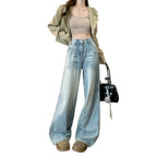 Damen Weite High-Waist Jeans im modernen Distressed-Design R&B