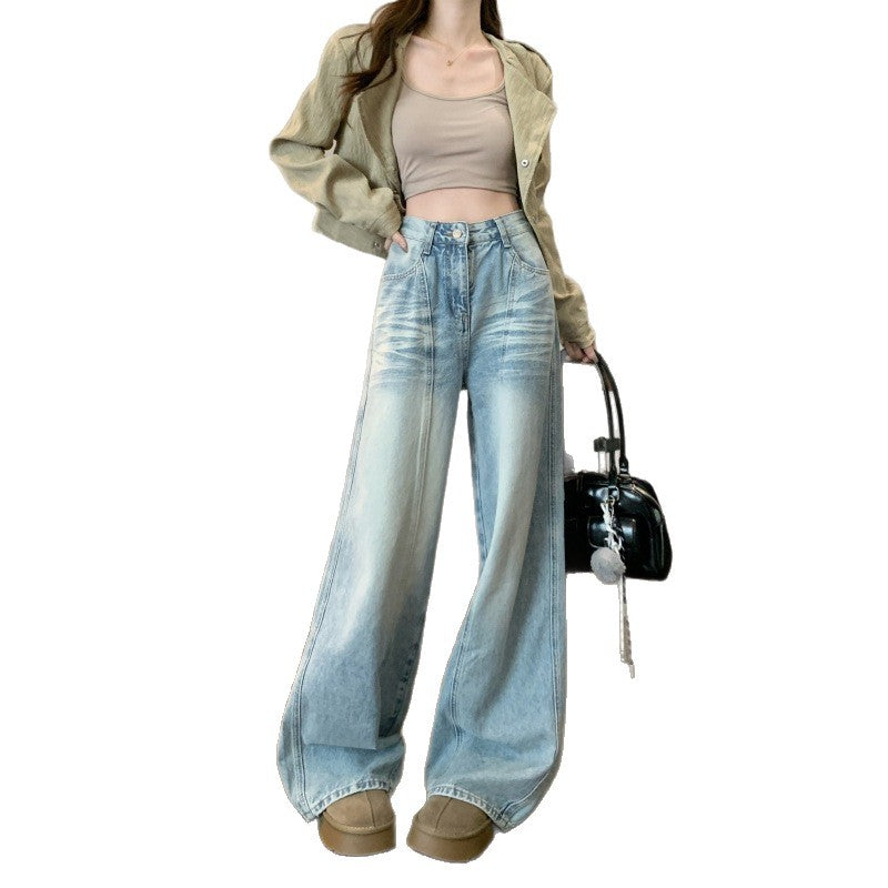 Damen Weite High-Waist Jeans im modernen Distressed-Design R&B