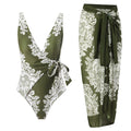 Damen Badeanzug mit modischem Wickelrock und floralem Design R&B