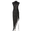 Damen Spitzenmaxikleid mit asymmetrischem Saum R&B